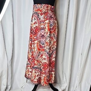 Chic Paisley A-Line Skirt - Red and Cream